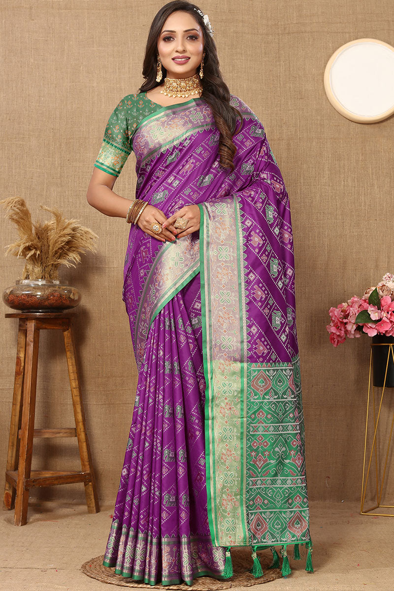 Felicitous Purple Soft Banarasi Silk Saree With Fantabulous Blouse Piece