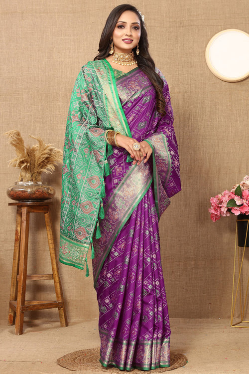 Load image into Gallery viewer, Felicitous Purple Soft Banarasi Silk Saree With Fantabulous Blouse Piece
