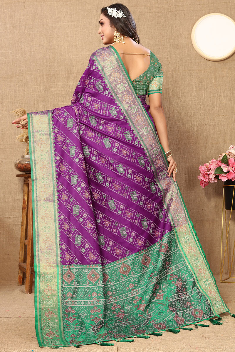 Felicitous Purple Soft Banarasi Silk Saree With Fantabulous Blouse Piece