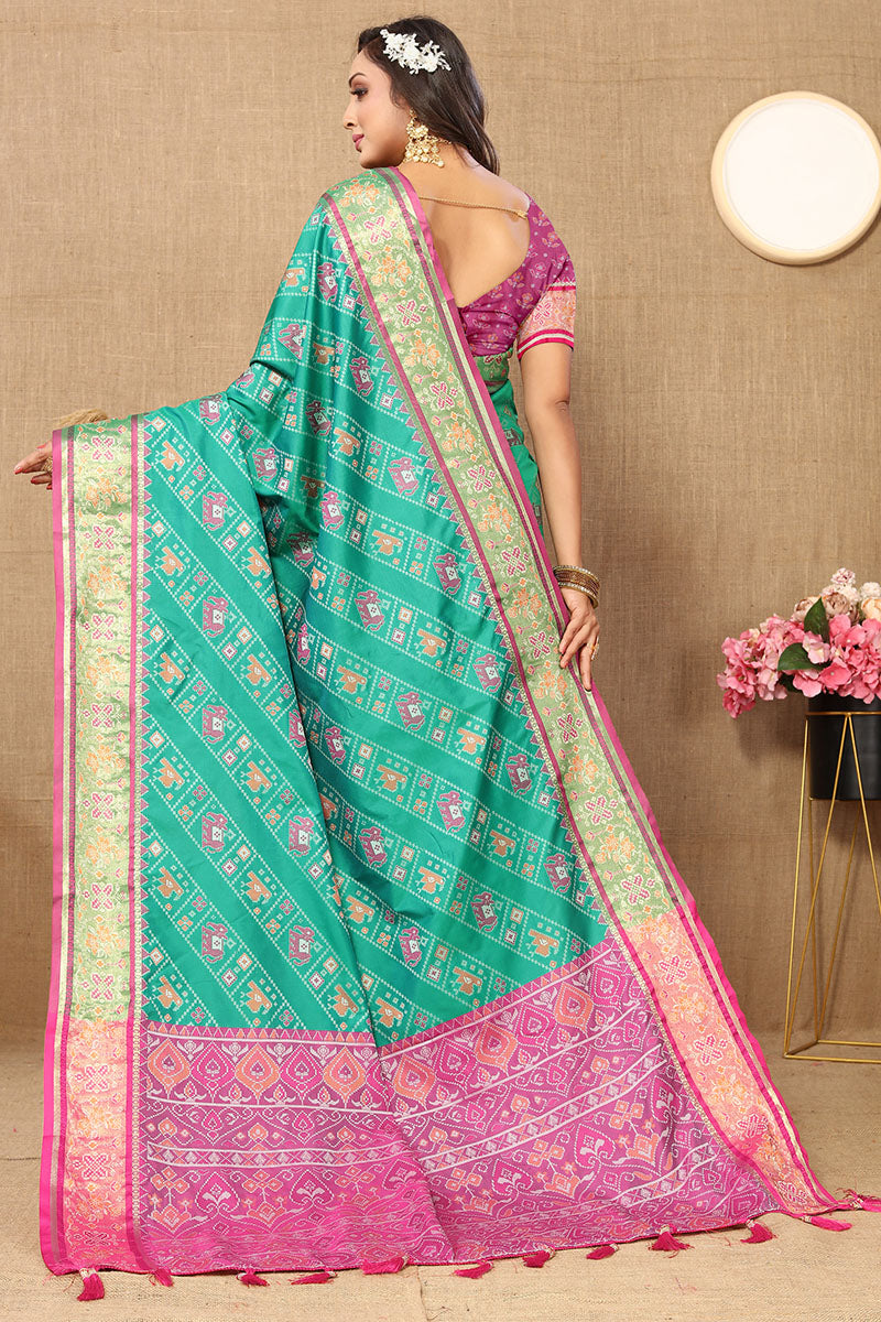 Resplendent Sea Green Soft Banarasi Silk Saree With Quintessential Blouse Piece