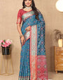 Supernal Blue Soft Banarasi Silk Saree With Amiable Blouse Piece