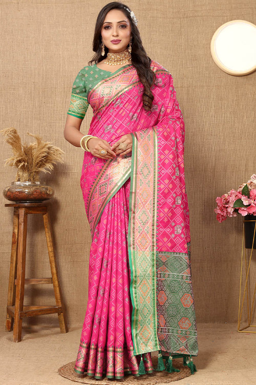 Load image into Gallery viewer, Ratatouille Dark Pink Soft Banarasi Silk Saree With Snazzy Blouse Piece
