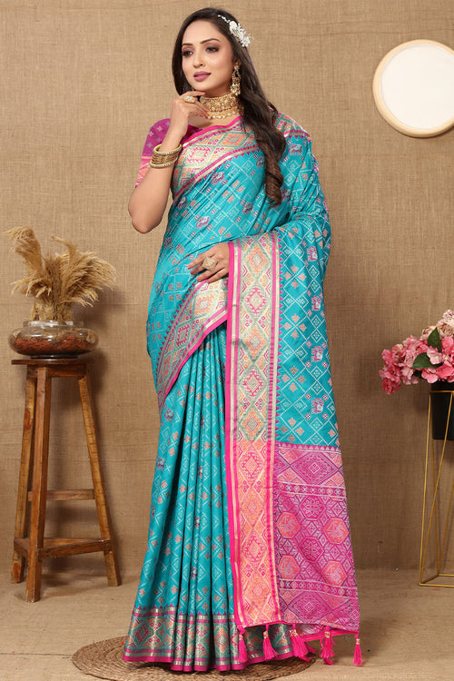 Load image into Gallery viewer, Luxuriant Firozi Soft Banarasi Silk Saree With Prodigal Blouse Piece
