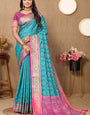 Luxuriant Firozi Soft Banarasi Silk Saree With Prodigal Blouse Piece