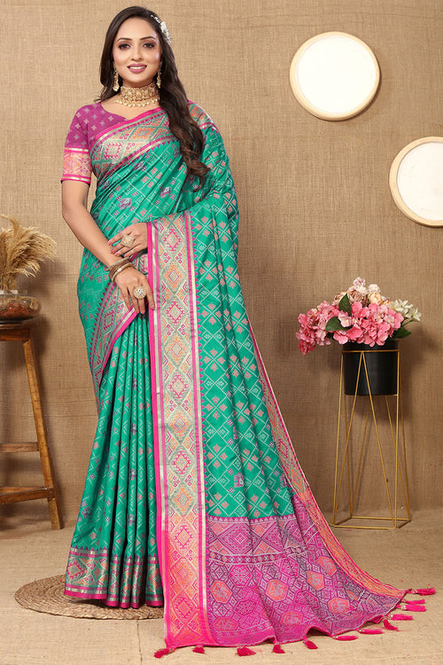 Load image into Gallery viewer, Scintillating Sea Green Soft Banarasi Silk Saree With Quixotic Blouse Piece
