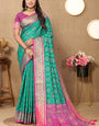 Scintillating Sea Green Soft Banarasi Silk Saree With Quixotic Blouse Piece