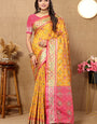 Posh Yellow Soft Banarasi Silk Saree With Ineffable Blouse Piece