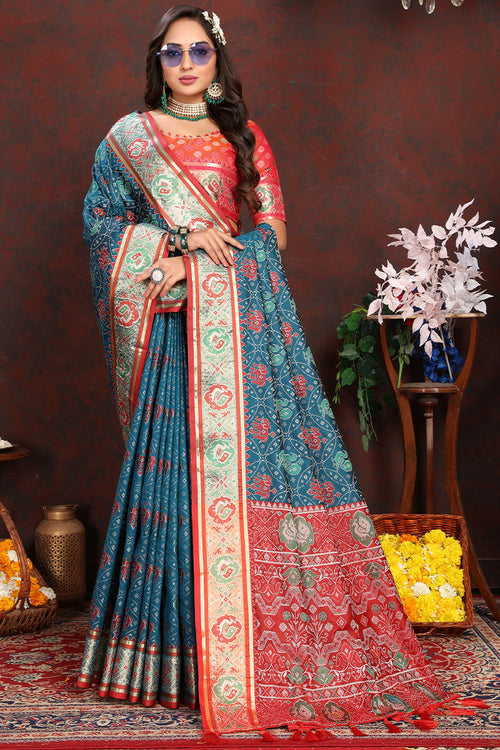 Load image into Gallery viewer, Whimsical Blue Soft Banarasi Silk Saree With Incomparable Blouse Piece
