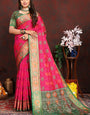 Tempting Dark Pink Soft Banarasi Silk Saree With Staggering Blouse Piece