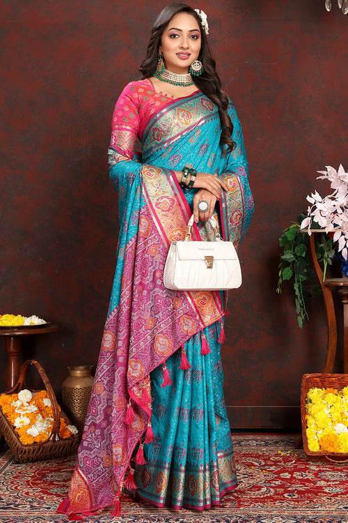 Load image into Gallery viewer, Propinquity Firozi Soft Banarasi Silk Saree With Petrichor  Blouse Piece
