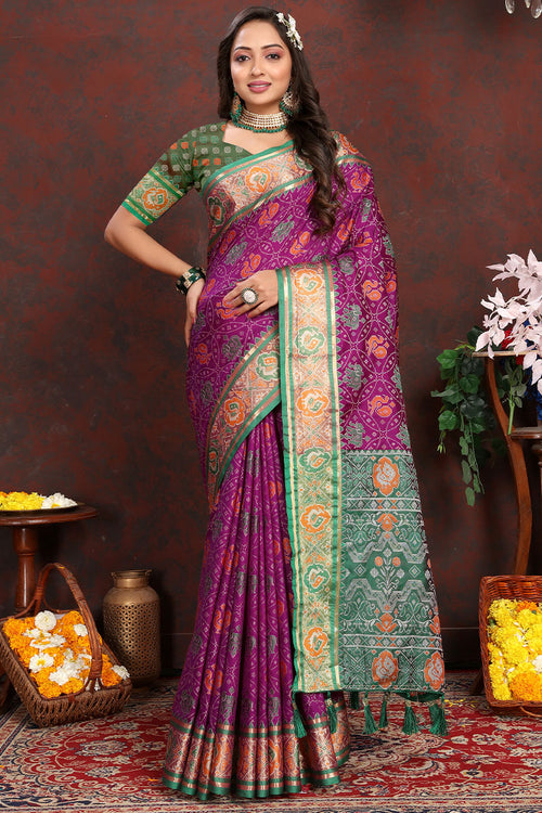 Load image into Gallery viewer, Lissome Purple Soft Banarasi Silk Saree With Diaphanous Blouse Piece
