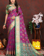 Lissome Purple Soft Banarasi Silk Saree With Diaphanous Blouse Piece