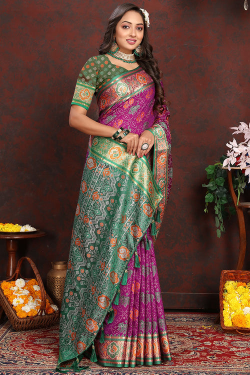 Load image into Gallery viewer, Lissome Purple Soft Banarasi Silk Saree With Diaphanous Blouse Piece
