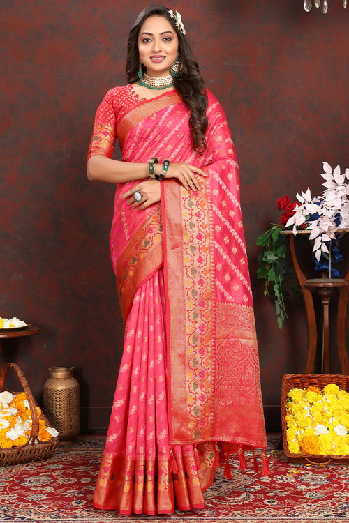 Load image into Gallery viewer, Mesmerising Dark Pink Soft Banarasi Silk Saree With Precious Blouse Piece
