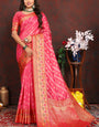 Mesmerising Dark Pink Soft Banarasi Silk Saree With Precious Blouse Piece