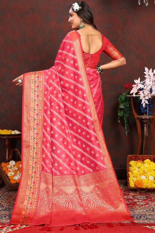 Load image into Gallery viewer, Mesmerising Dark Pink Soft Banarasi Silk Saree With Precious Blouse Piece
