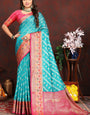 Sophisticated Firozi Soft Banarasi Silk Saree With Phenomenal Blouse Piece