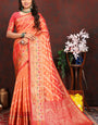 Jazzy Orange Soft Banarasi Silk Saree With Groovy Blouse Piece