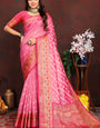 Inspiring Pink Soft Banarasi Silk Saree With Dalliance Blouse Piece