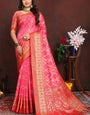 Gleaming Dark Pink Soft Banarasi Silk Saree With Gorgeous Blouse Piece