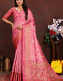 Groovy Pink Soft Banarasi Silk Saree With Pleasant Blouse Piece