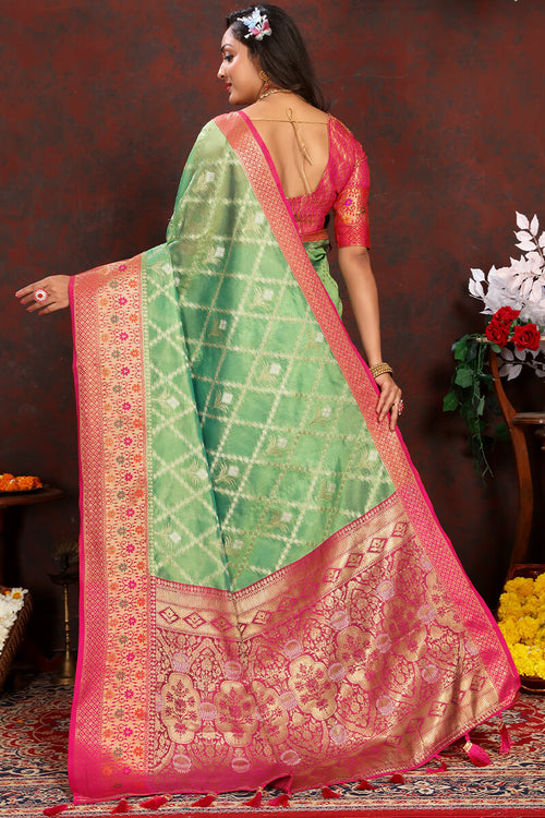 Load image into Gallery viewer, Twirling Pista Soft Banarasi Silk Saree With Traditional Blouse Piece
