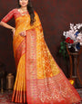 Excellent Yellow Soft Banarasi Silk Saree With Conflate Blouse Piece