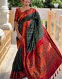 Classy Dark Green Paithani Silk Saree With Adorning Blouse Piece