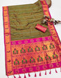 Beautiful Green Paithani Silk Saree With Smart Blouse Piece