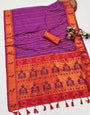 Traditional Purple Paithani Silk Saree With Admirable Blouse Piece