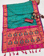 Evocative Sea Green Paithani Silk Saree With Propinquity Blouse Piece