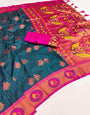 Fragrant Blue Paithani Silk Saree With Winsome Blouse Piece