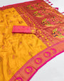 Mellifluous Yellow Paithani Silk Saree With Eloquence Blouse Piece