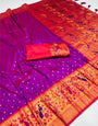 Snappy Purple Paithani Silk Saree With Sumptuous Blouse Piece