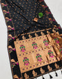 Magnetic Black Paithani Silk Saree With Moiety Blouse Piece