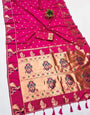 Gratifying Dark Pink Paithani Silk Saree With Supernal Blouse Piece