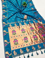 Ornate Firozi Paithani Silk Saree With Vibrant Blouse Piece