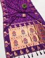 Cynosure Purple Paithani Silk Saree With Sonorous Blouse Piece