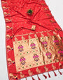 Rhapsody Red Paithani Silk Saree With Scintillating Blouse Piece