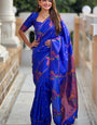 Prodigal Royal Blue Paithani Silk Saree With Amiable Blouse Piece