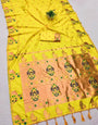 Efflorescence Yellow Paithani Silk Saree With Bewitching Blouse Piece