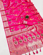 Forbearance Dark Pink Soft Banarasi Silk Saree With Redolent Blouse Piece