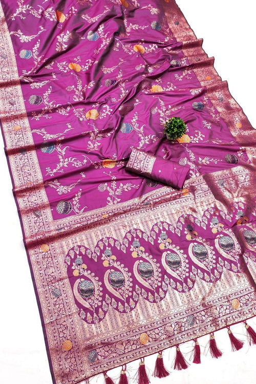 Load image into Gallery viewer, Enigmatic Purple Soft Banarasi Silk Saree With Quixotic Blouse Piece
