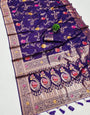 Exquisite Royal Purple Soft Banarasi Silk Saree With Splendorous Blouse Piece