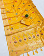 Admirable Yellow Soft Banarasi Silk Saree With Angelic Blouse Piece