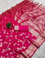 Glorious Dark Pink Soft Banarasi Silk Saree With Classic Blouse Piece