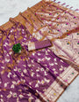 Eloquence Purple Soft Banarasi Silk Saree With Amiable Blouse Piece