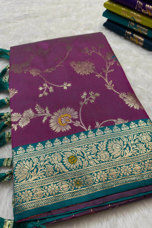 Load image into Gallery viewer, Piquant Purple Soft Banarasi Silk Saree With Opulent Blouse Piece
