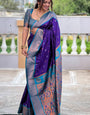 Scrumptious Royal Blue Paithani Silk Saree With Magnificat Blouse Piece