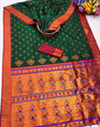 Admirable Dark Green Paithani Silk Saree With Assemblage Blouse Piece